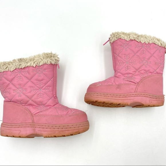 Falls Creek Other - Falls Creek girls toddlers pink Thinsulate Winter Snow Boot Faux Fur Snowflake